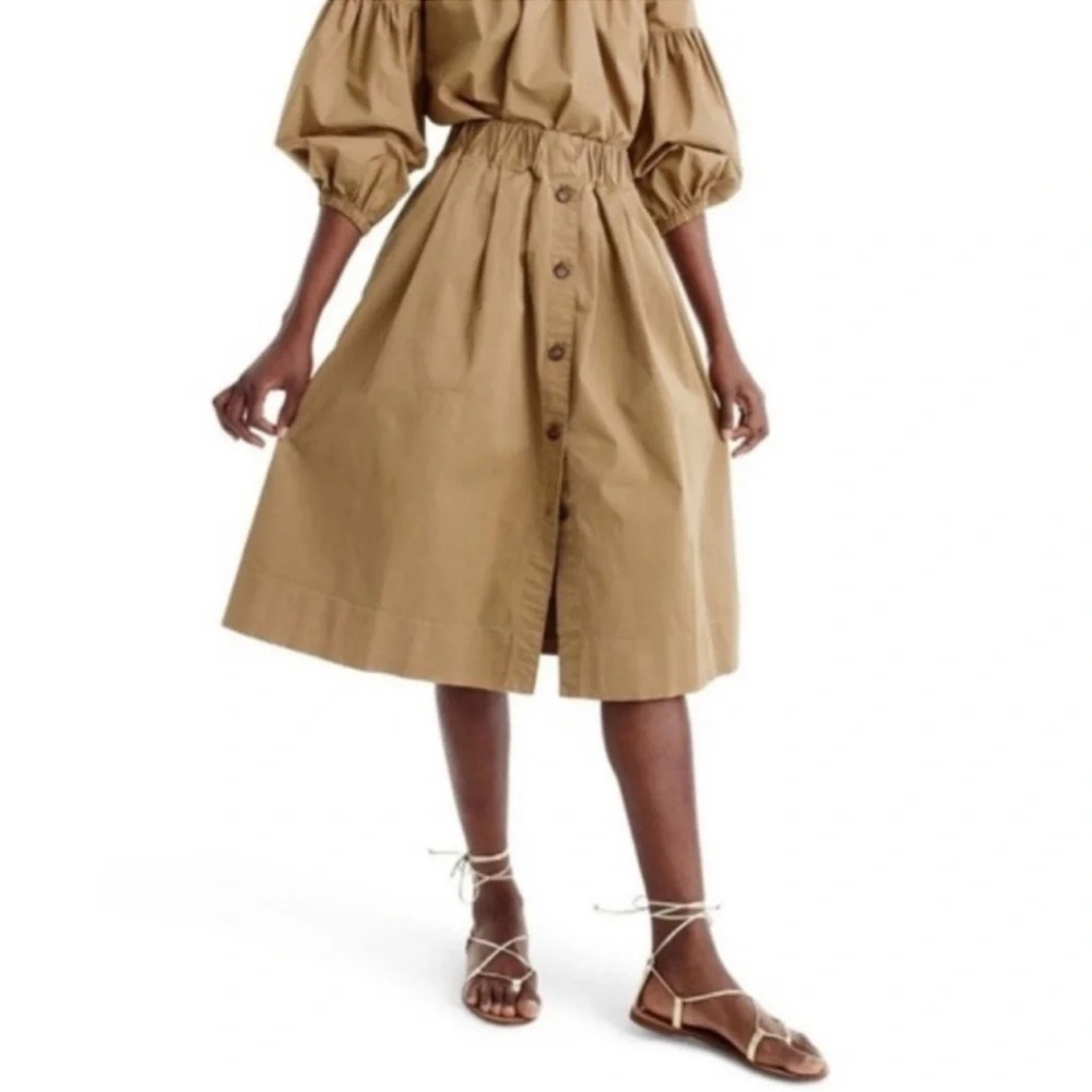 Tan Button-Front Women's Skirt
